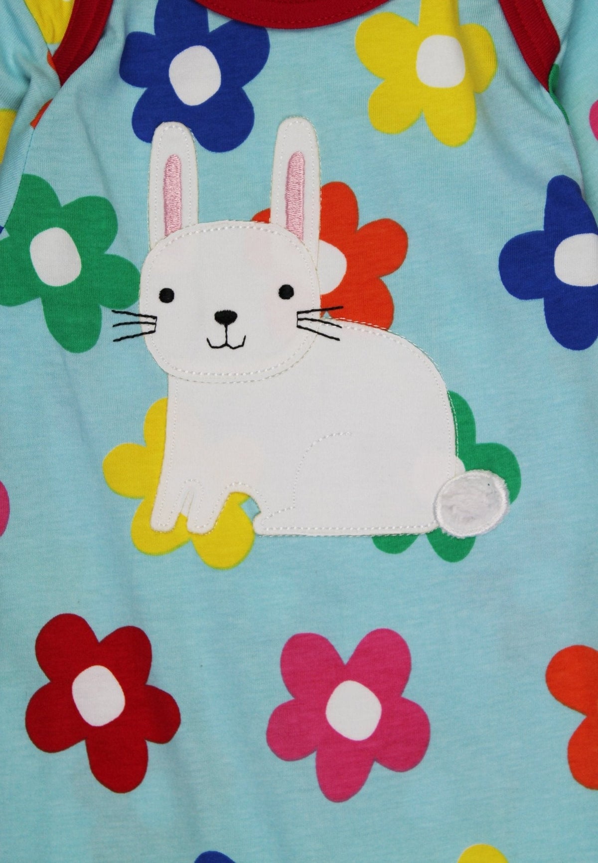 Toby Tiger Organic Rainbow Bloom Bunny Applique Sleepsuit