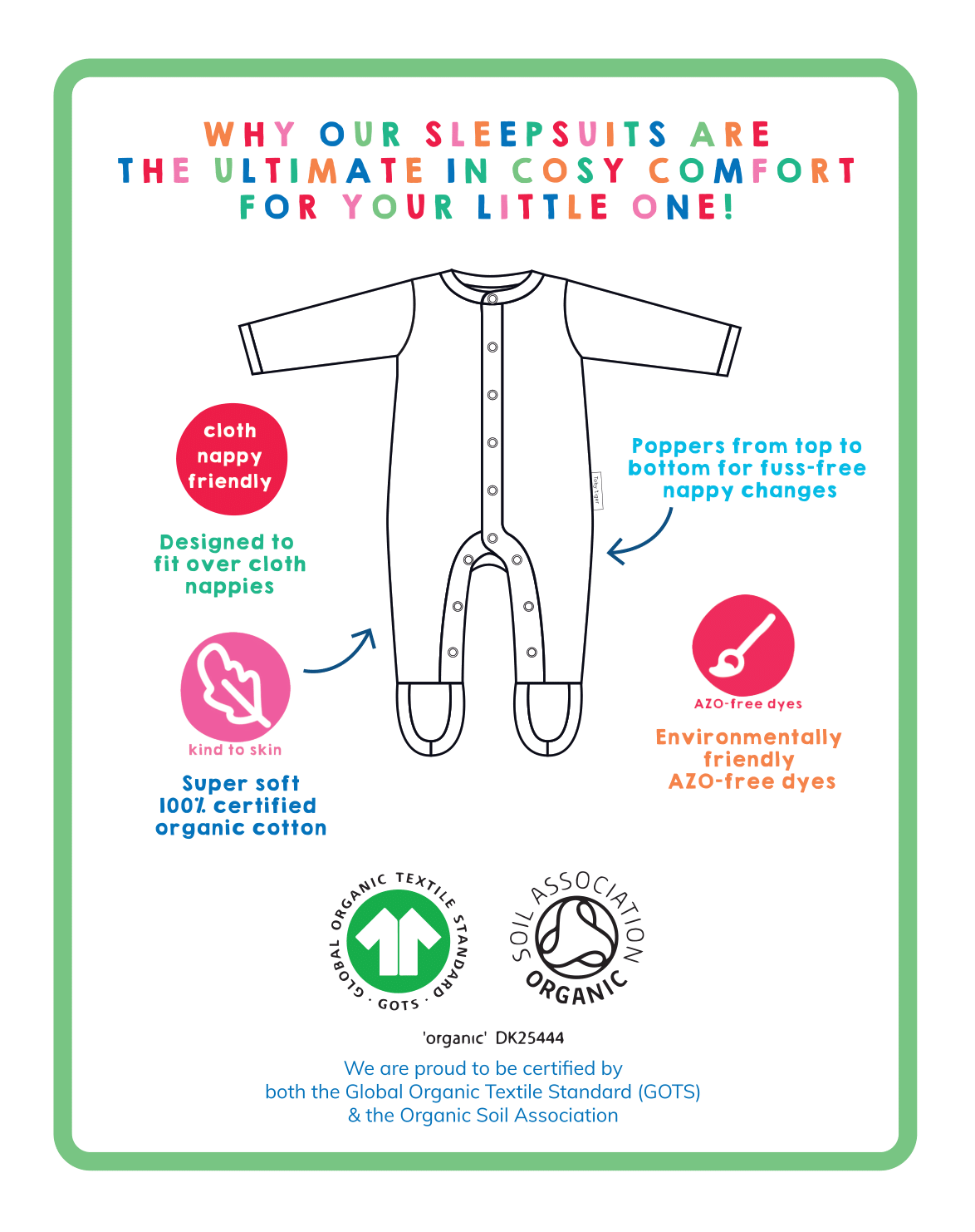 Toby Tiger Organic Camping Bear Applique Sleepsuit