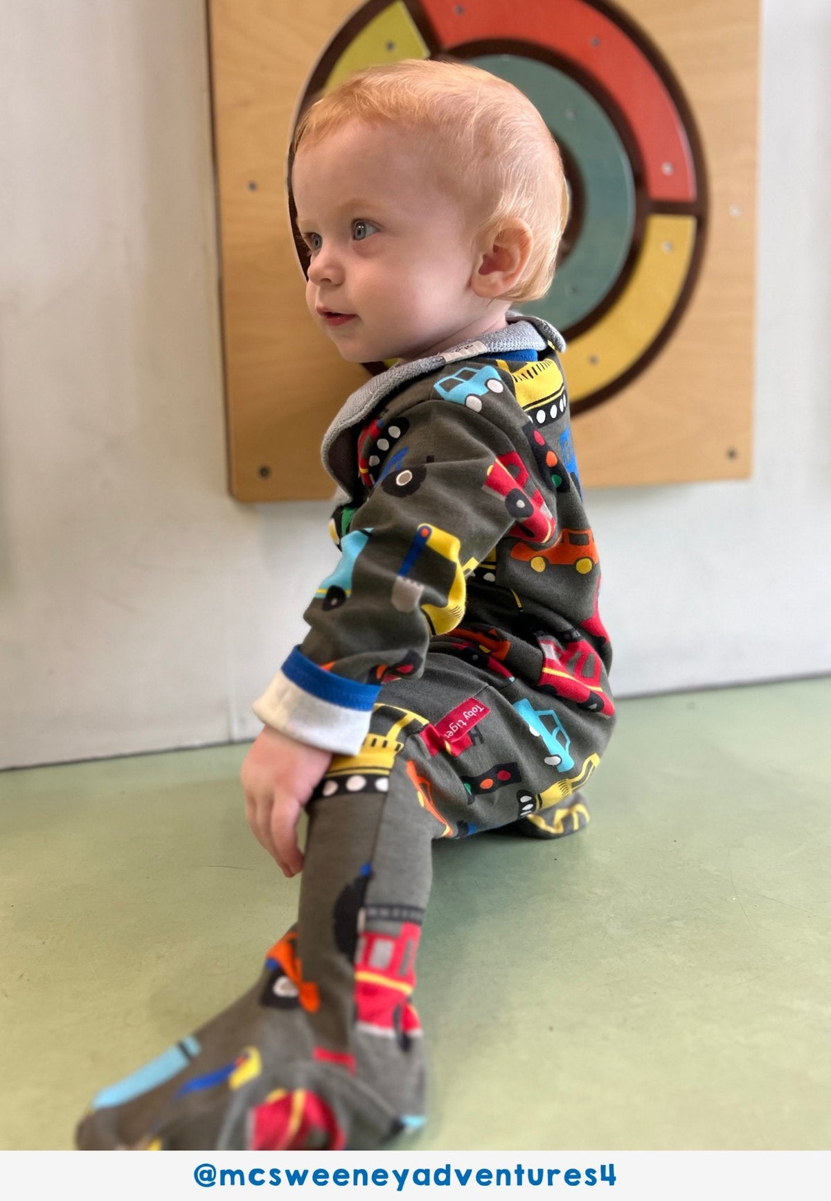 Toby Tiger Organic Transport Print Sleepsuit