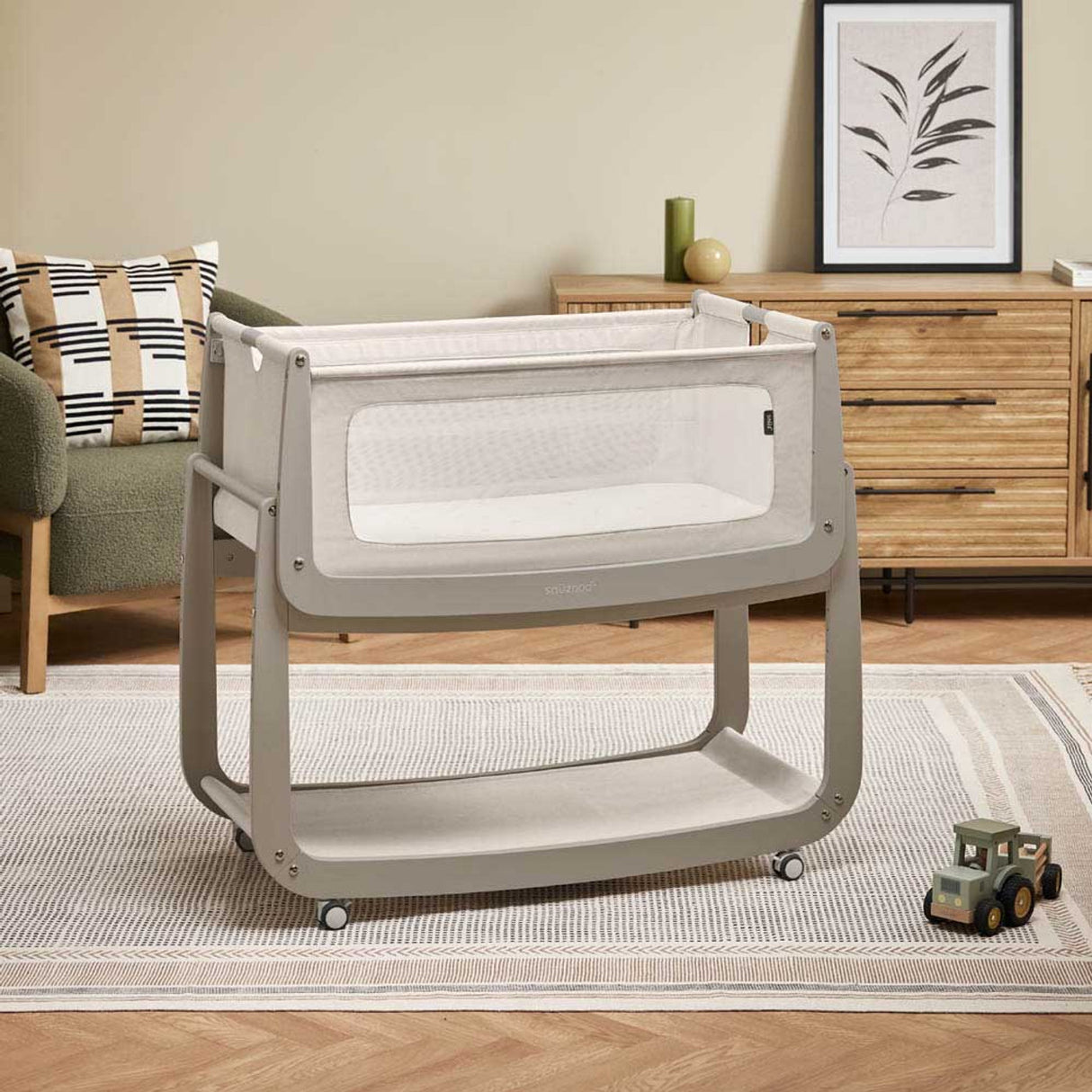 Snuzpod 5 Bedside Crib - Pebble