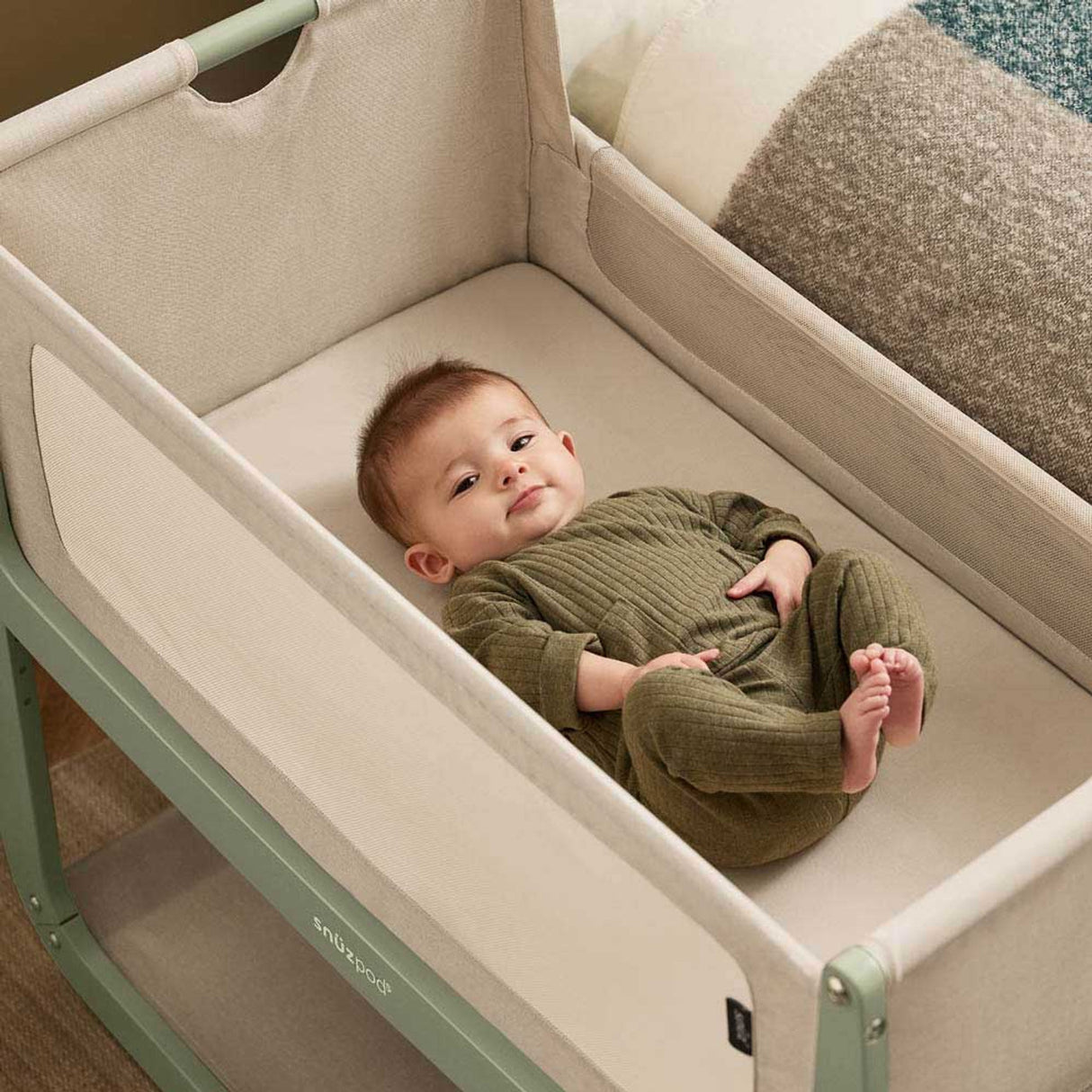 Snuzpod 5 Bedside Crib - Sage