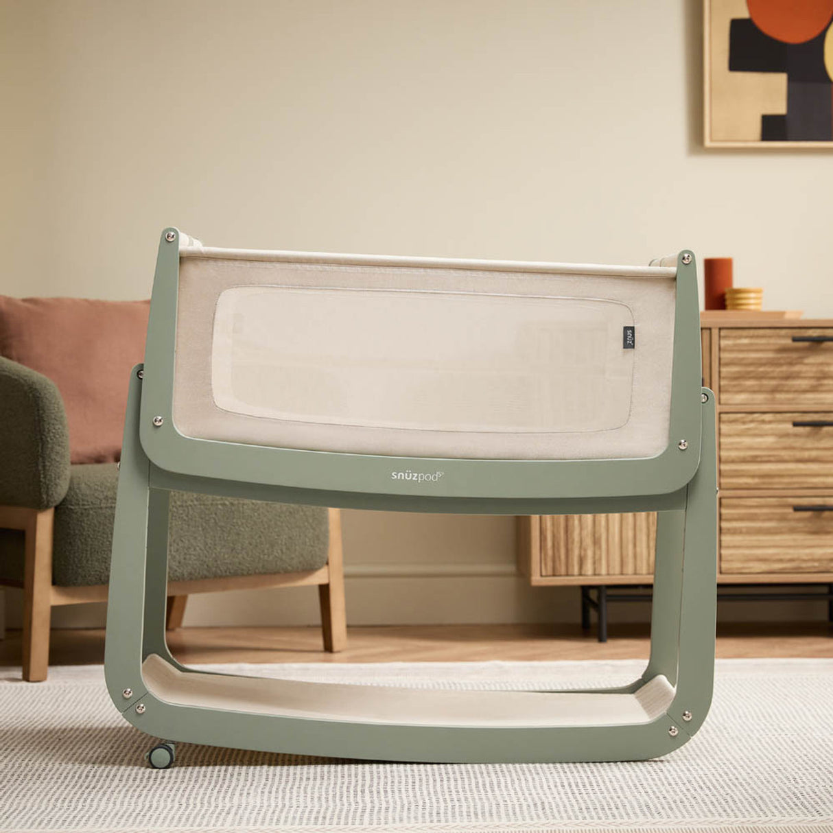 Snuzpod 5 Bedside Crib - Sage