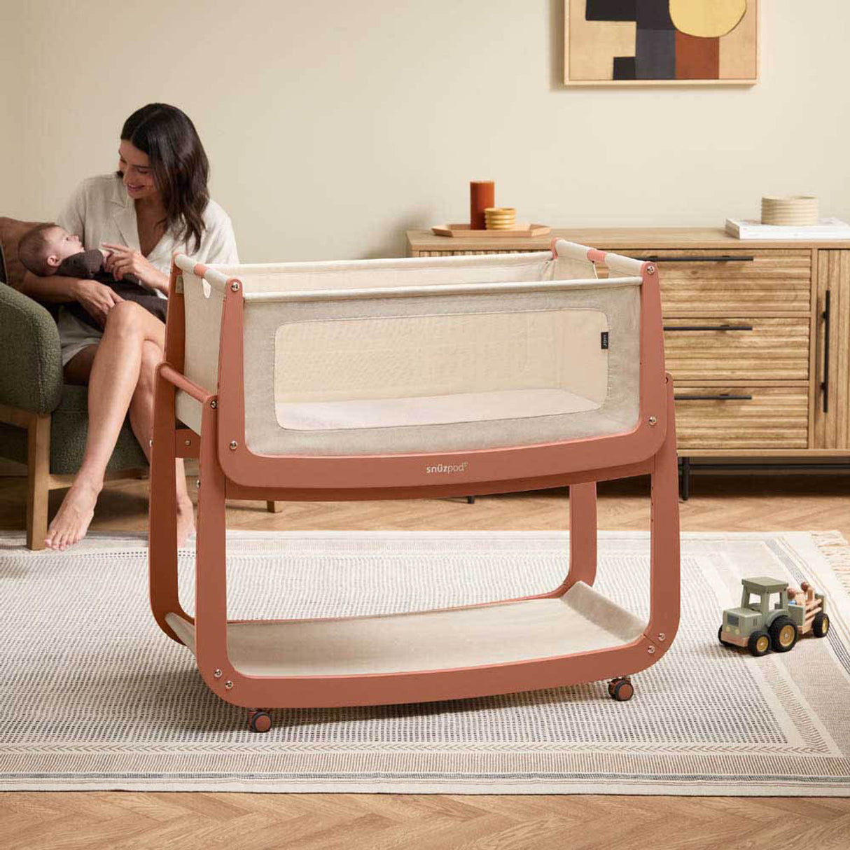 Snuzpod 5 Bedside Crib - Terracotta