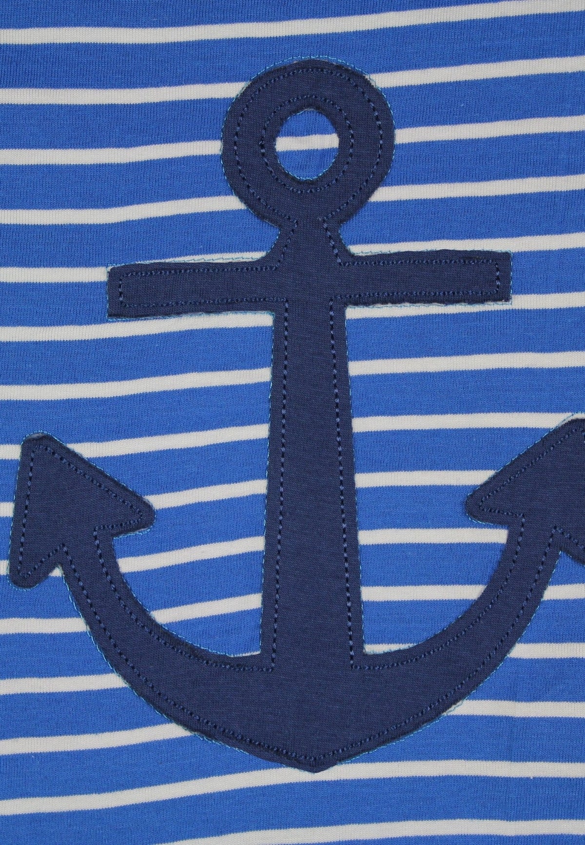 Toby Tiger Organic Blue Anchor Applique Short-Sleeved T-Shirt