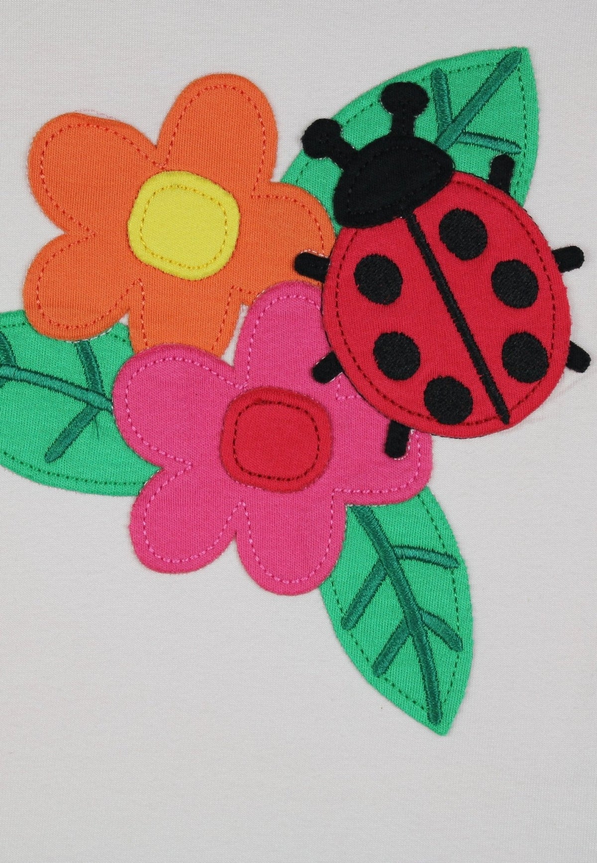 Toby Tiger Organic Ladybird Applique Short-Sleeved T-Shirt