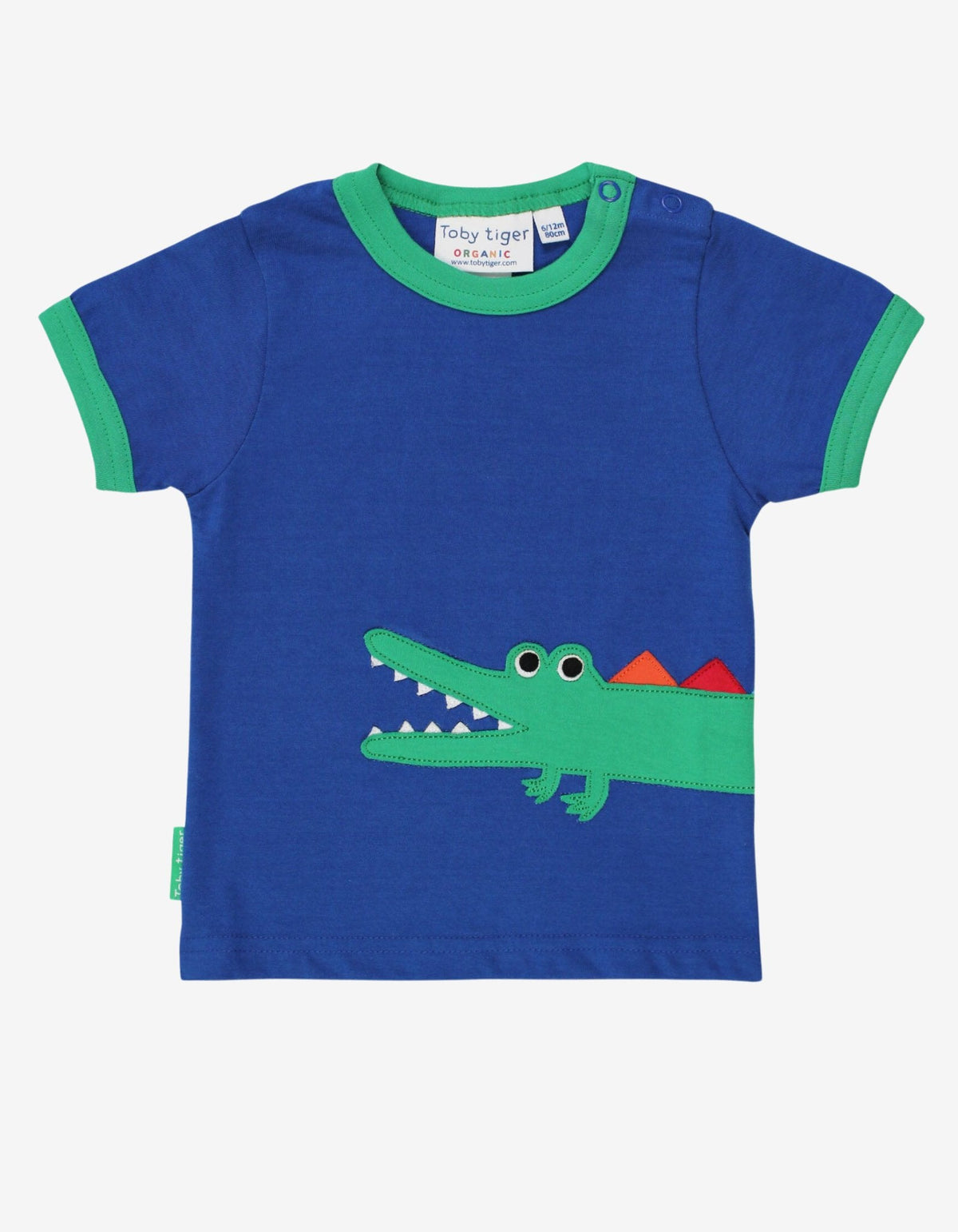 Toby Tiger Organic Crocodile Applique Short-Sleeved T-Shirt