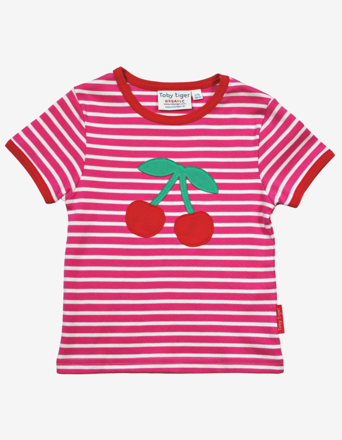 Toby Tiger Organic Cherry Applique Short-Sleeved T-Shirt