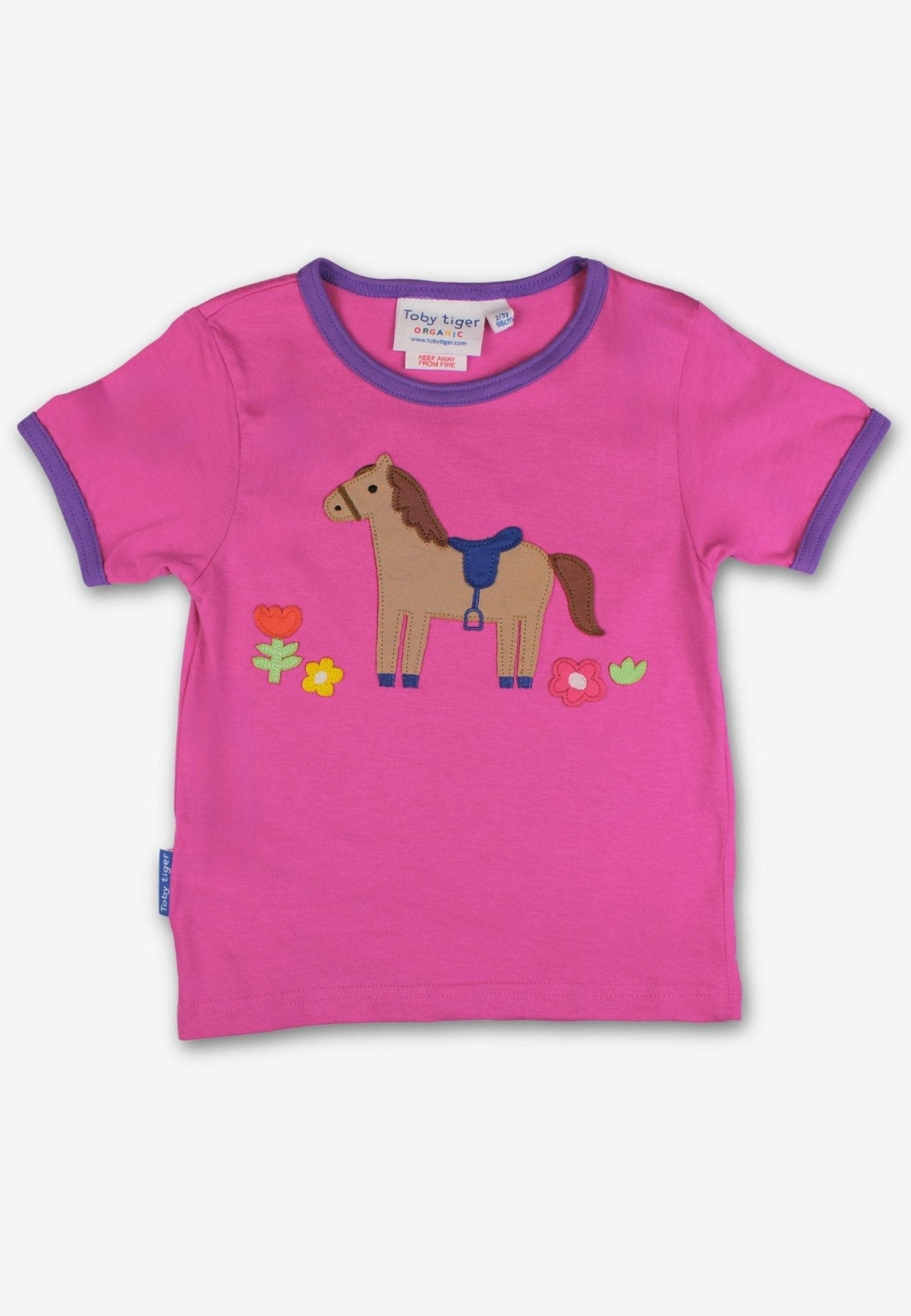 Toby Tiger Organic Hillside Pony Applique Short-Sleeved T-Shirt