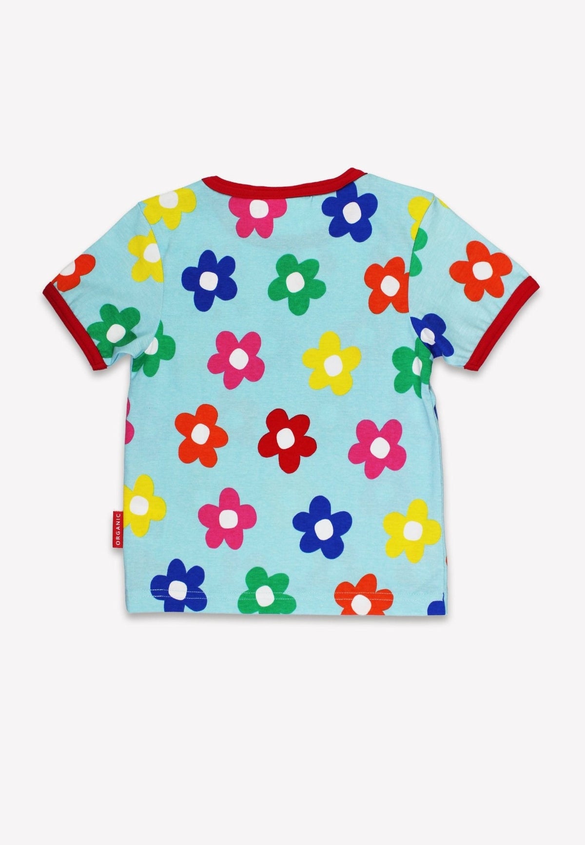 Toby Tiger Organic Rainbow Bloom Bunny Pocket Applique Short-Sleeved T-Shirt