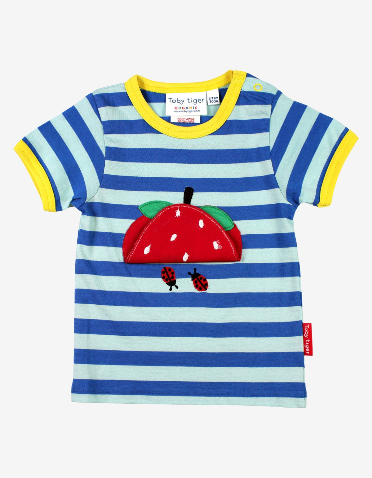Toby Tiger Organic Strawberry Applique Short-Sleeved T-Shirt