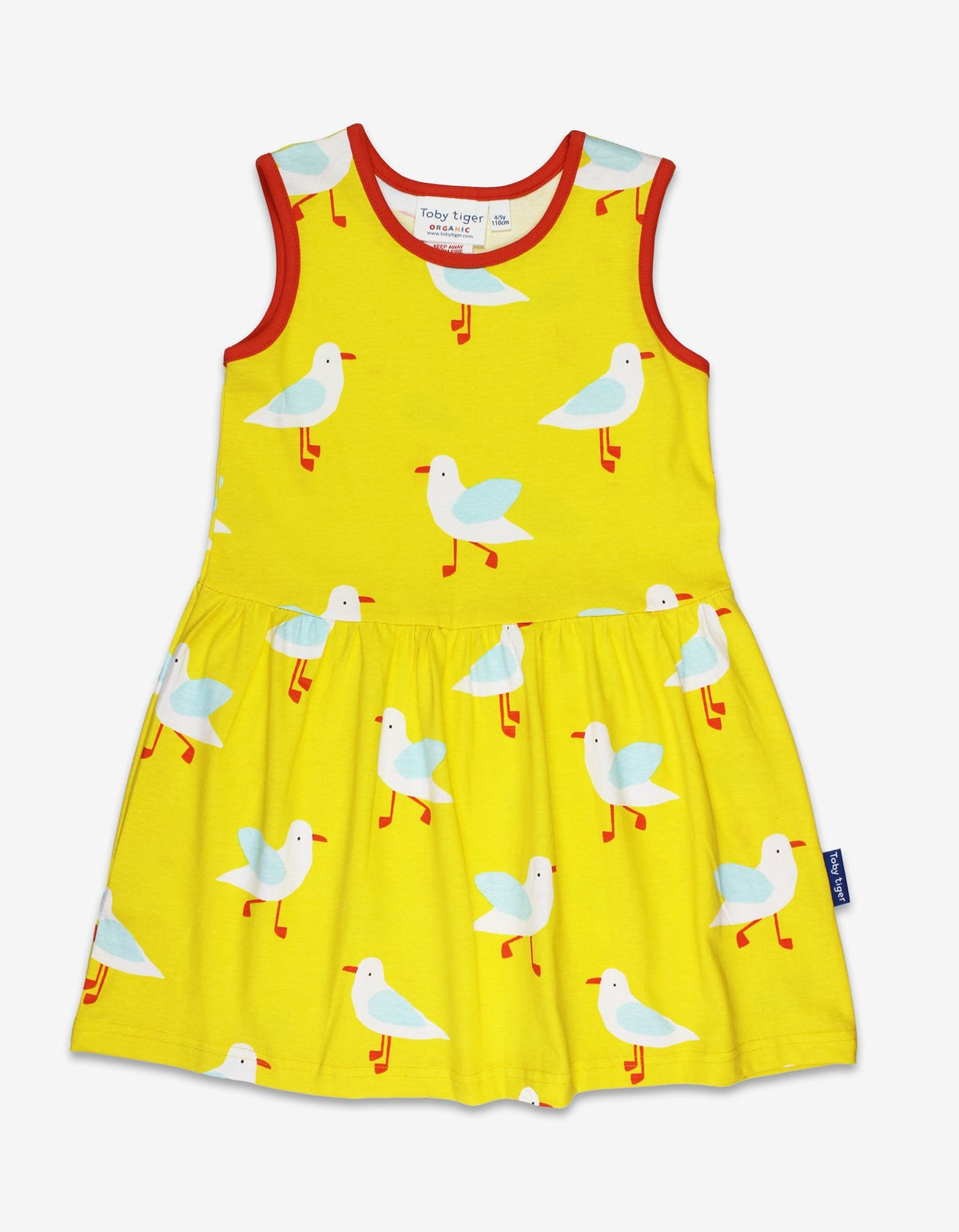 Toby Tiger Organic Yellow Seagull Print Summer Dress