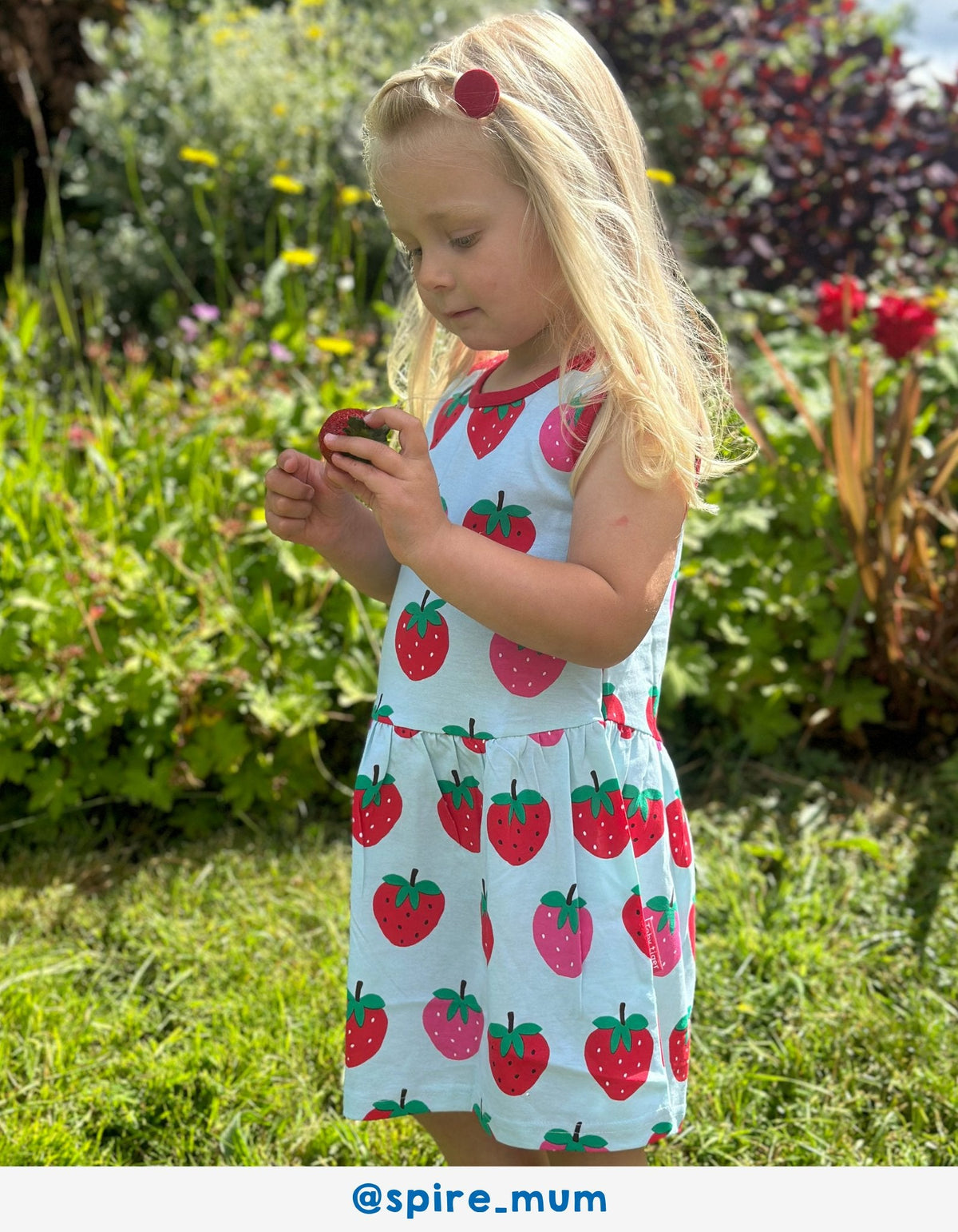 Toby Tiger Organic Strawberry Print Summer Dress