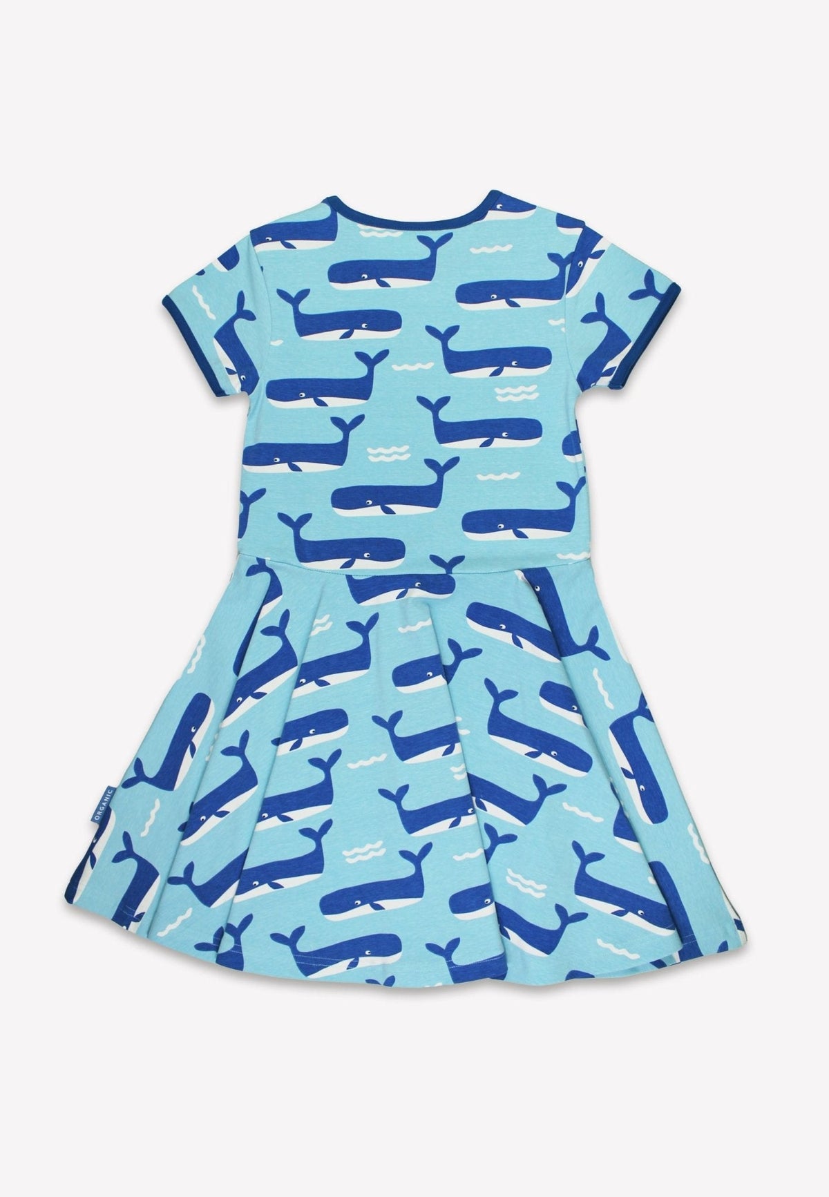 Toby Tiger Organic Whale Waves Print Short Sleeved Skater Dress