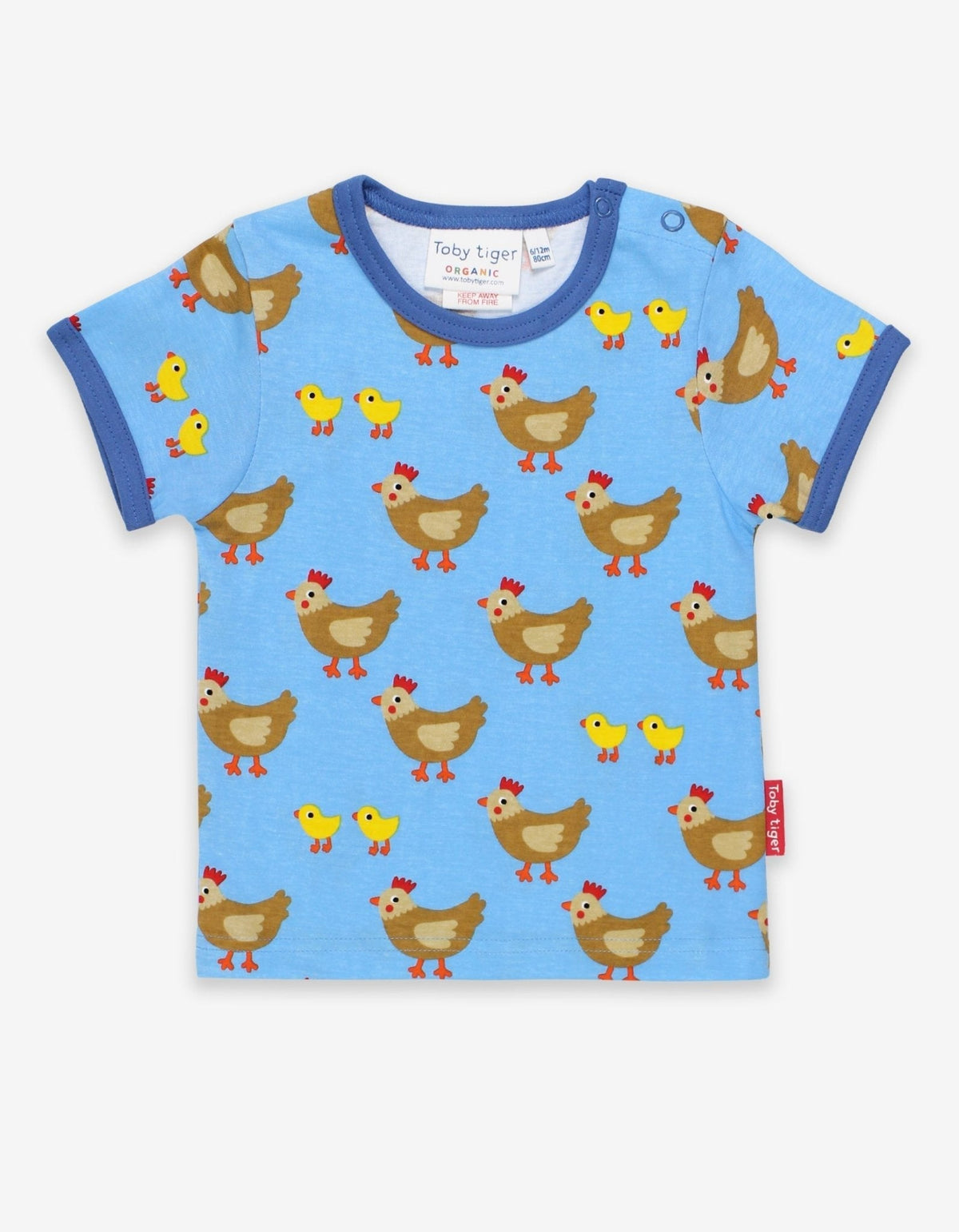 Toby Tiger Organic Chicken Print Short-Sleeved T-Shirt