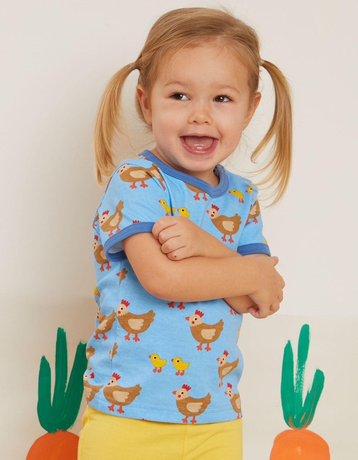 Toby Tiger Organic Chicken Print Short-Sleeved T-Shirt