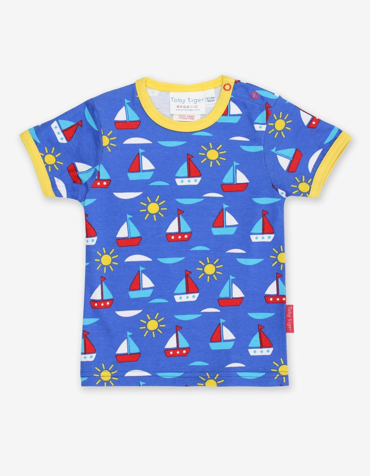 Toby Tiger Organic Boat Print Short-Sleeved T-Shirt