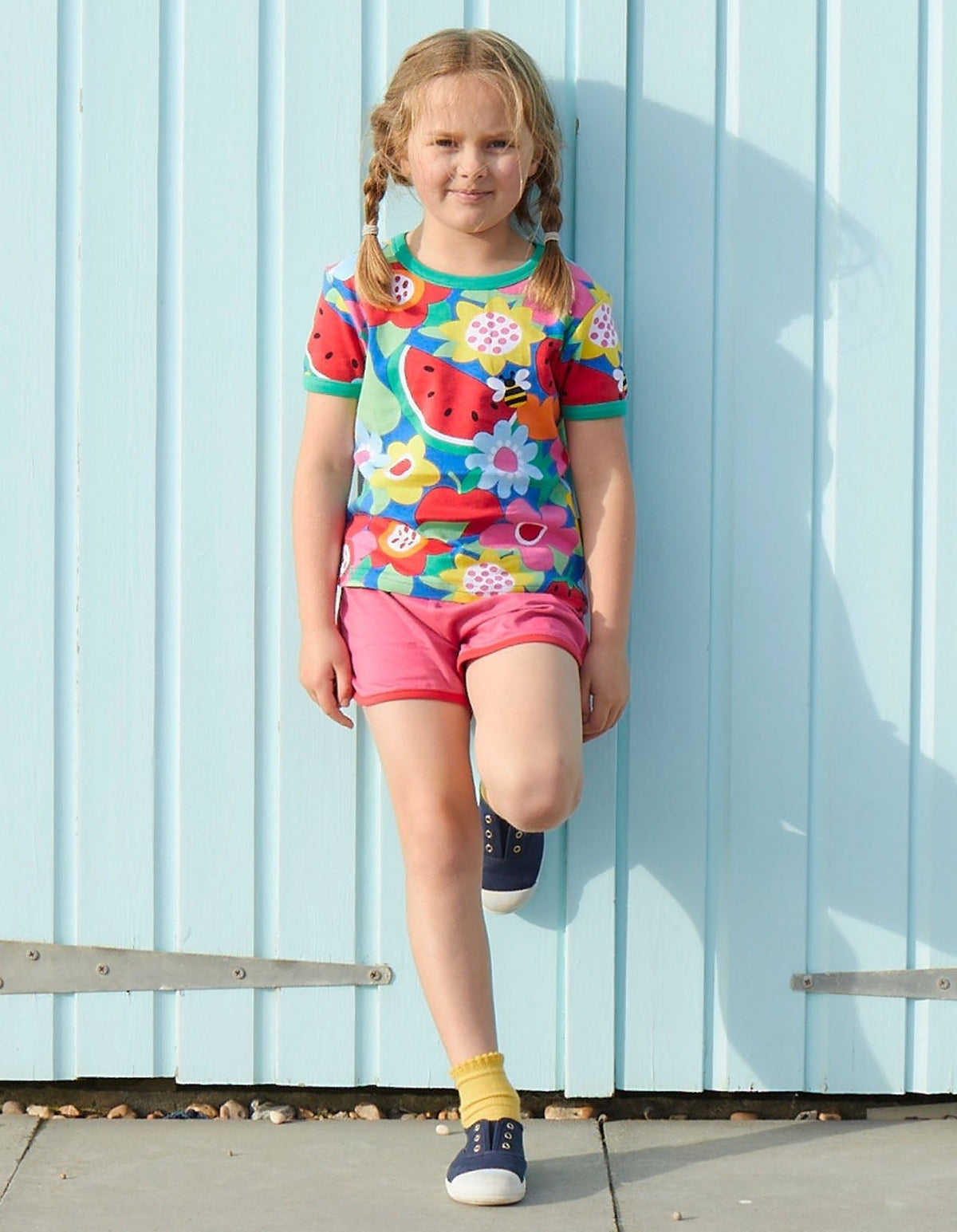 Toby Tiger Organic Fruit Flower Print Short-Sleeved T-Shirt