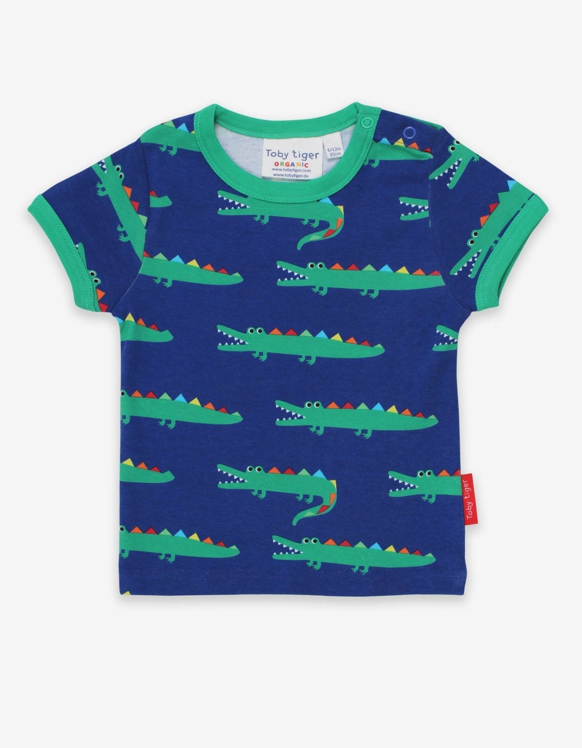 Toby Tiger Organic Crocodile Print Short-Sleeved T-Shirt