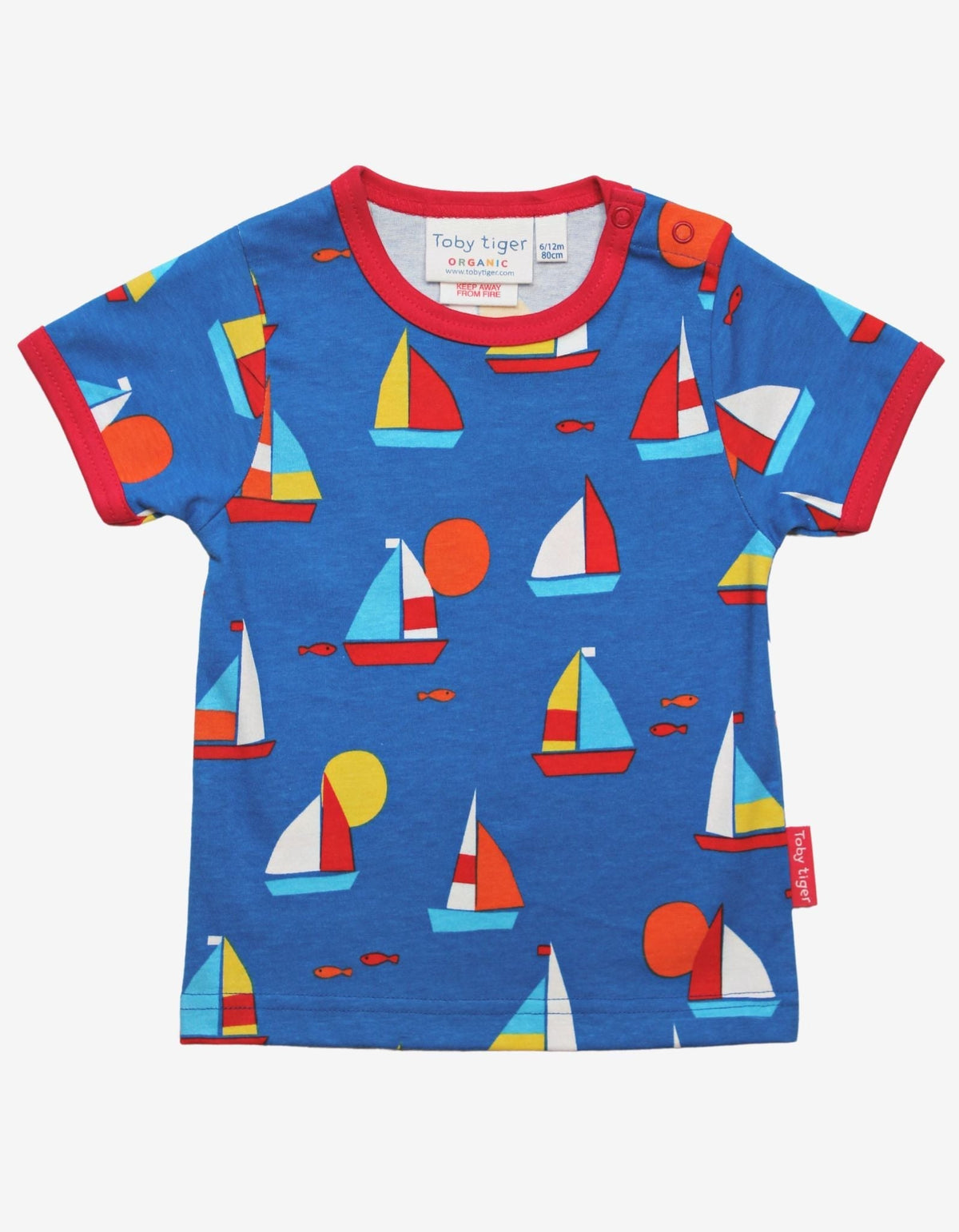 Toby Tiger Organic Sailboat Print Short-Sleeved T-Shirt