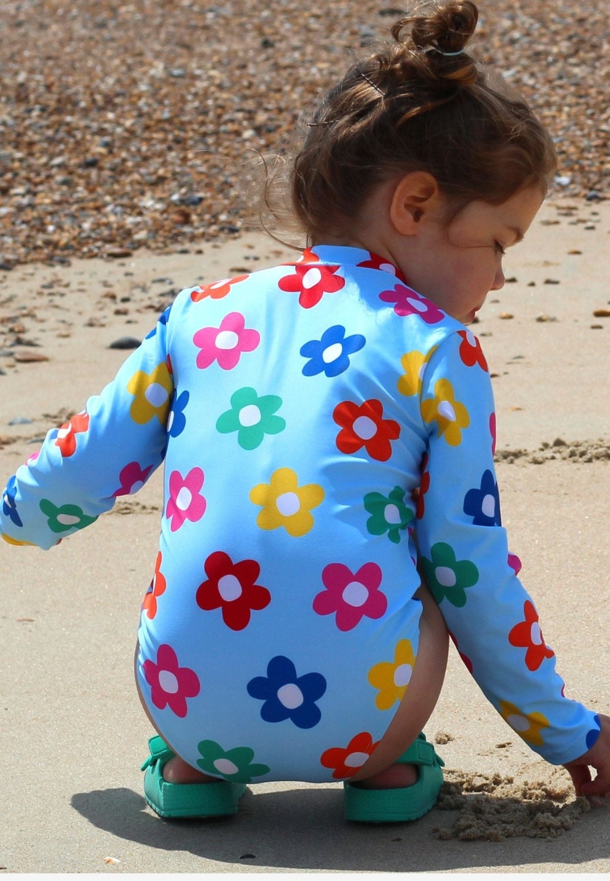 Toby Tiger Rainbow Bloom Print Long-Sleeved Kids' Swimsuit