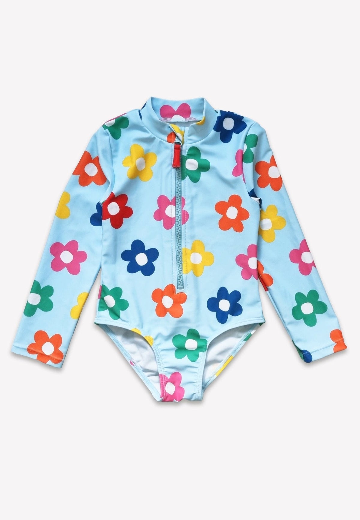 Toby Tiger Rainbow Bloom Print Long-Sleeved Kids' Swimsuit