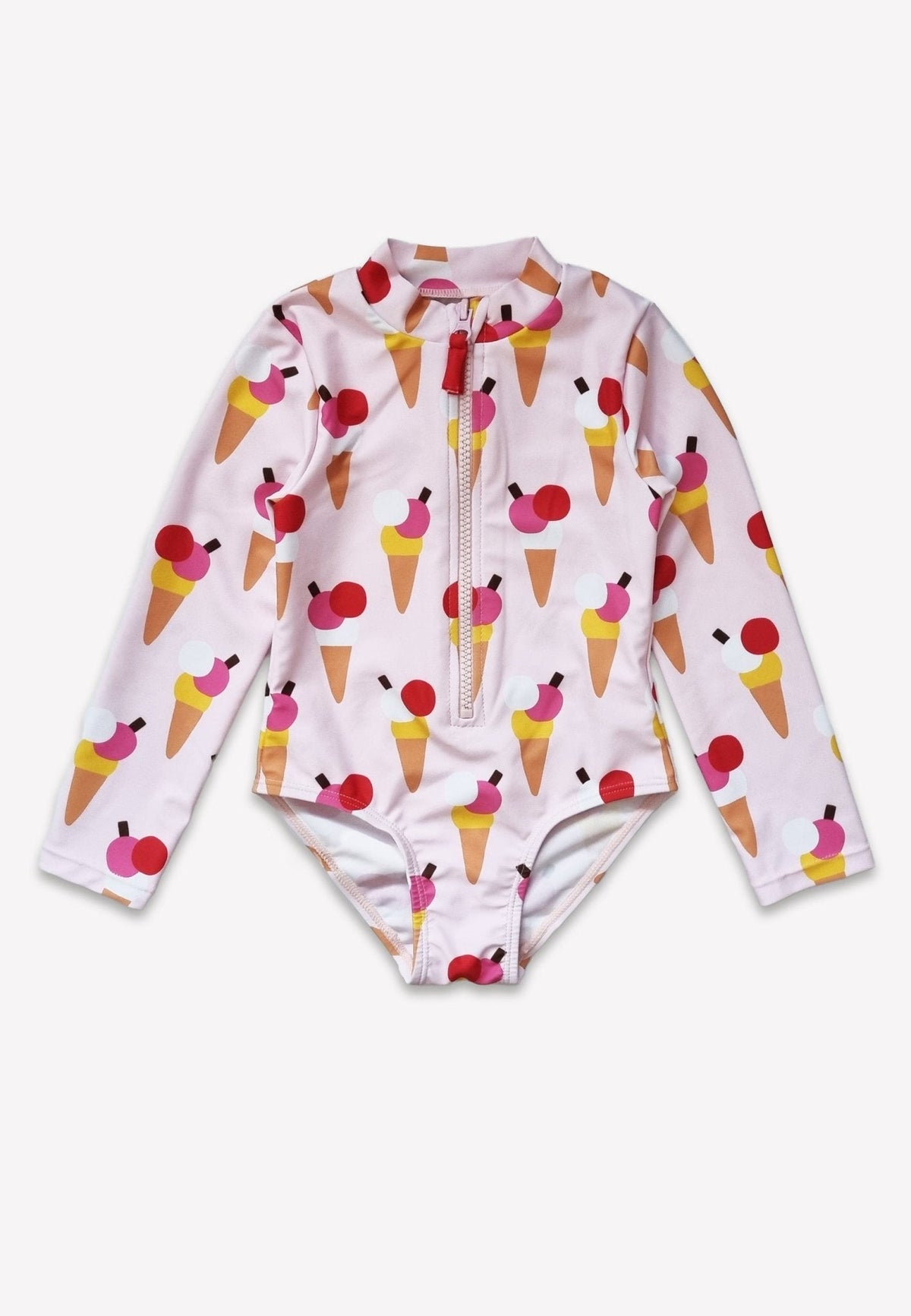 Toby Tiger Ice Cream Cones Print Long-Sleeved Kids' Swimsuit