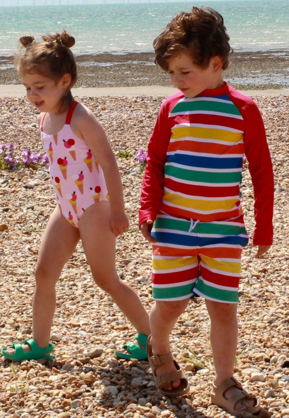 Toby Tiger Happy Stripe Print Kids' Swim Shorts