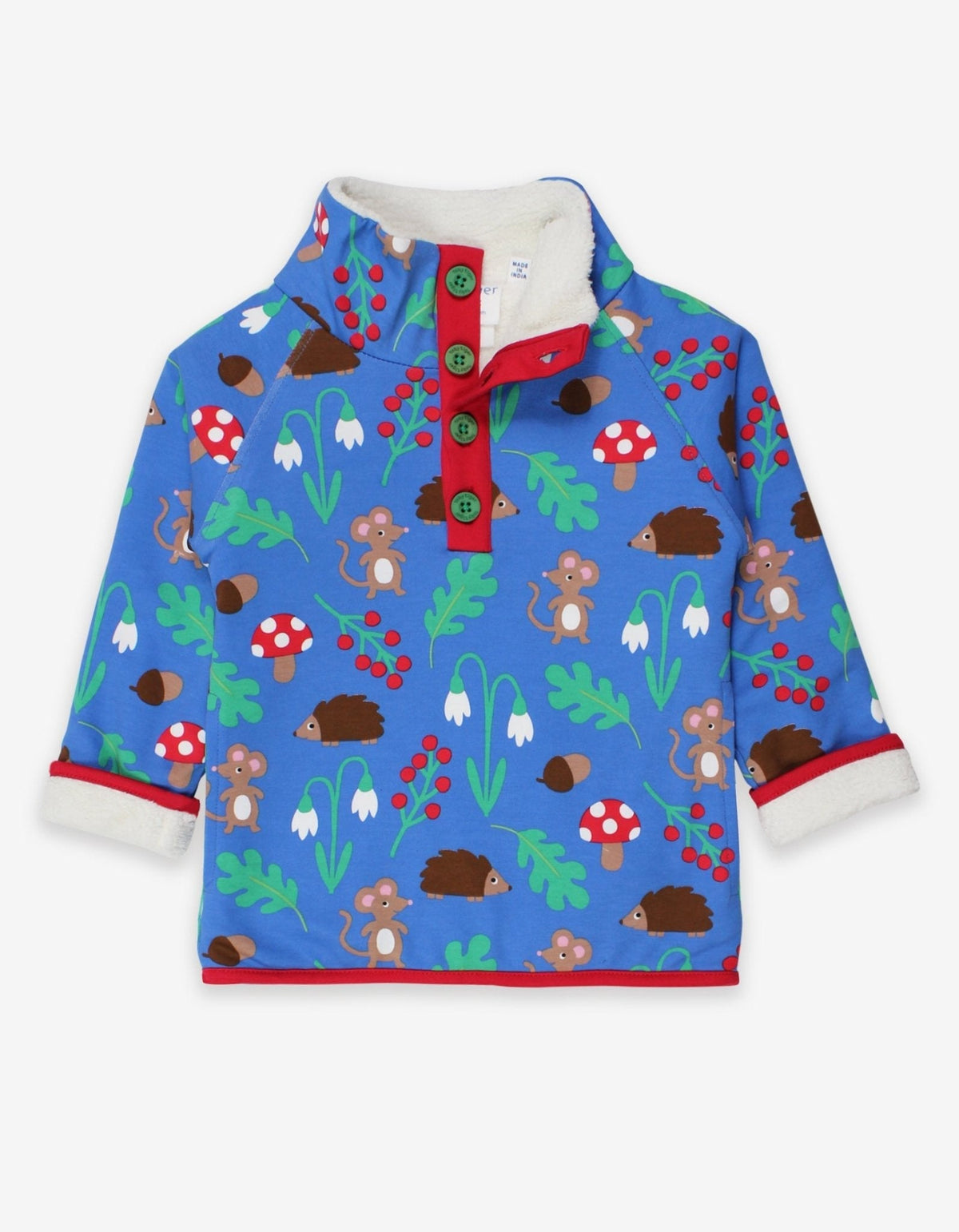 Toby Tiger Organic Woodland Print Cosy Fleece Sweatshirt