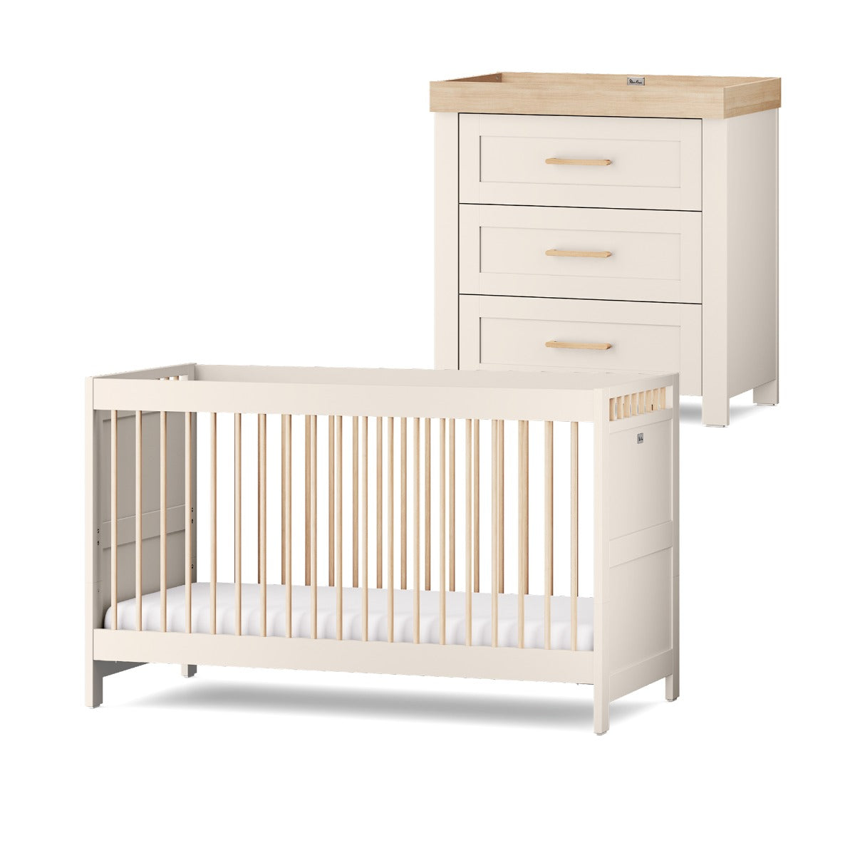 Silver Cross Seville 2 Piece Cot Bed & Dresser Set - Cashmere Oak