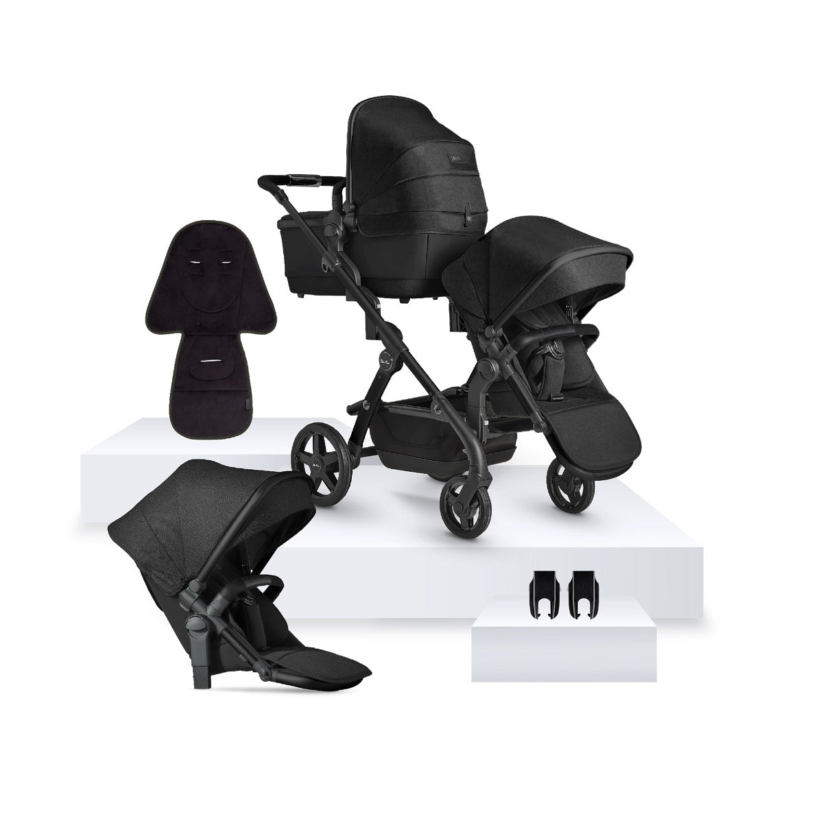Silver Cross Wave 3 Single to Double Pushchair - Onyx