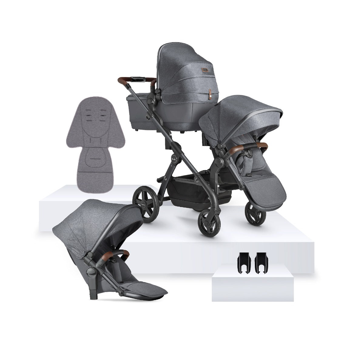 Silver Cross Wave 3 Single to Double Pushchair - Lunar