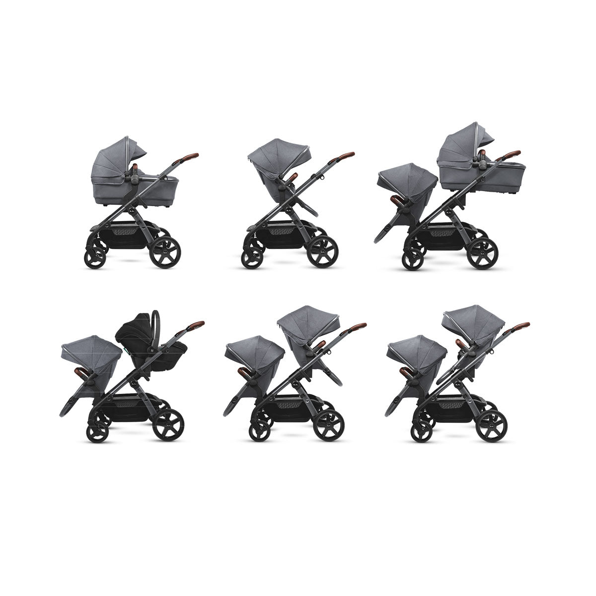 Silver Cross Wave 3 Twin Travel System Bundle - Lunar