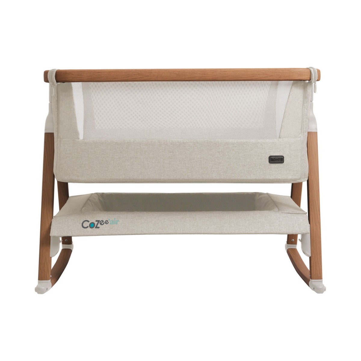 Tutti Bambini CoZee Air Bedside Crib - Scandinavian Walnut and Ecru