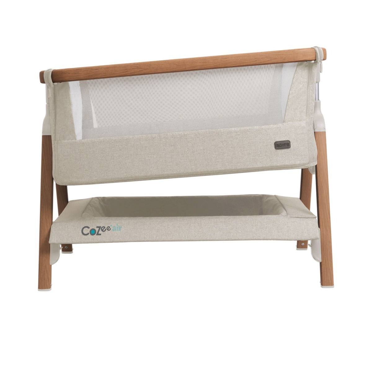 Tutti Bambini CoZee Air Bedside Crib - Scandinavian Walnut and Ecru