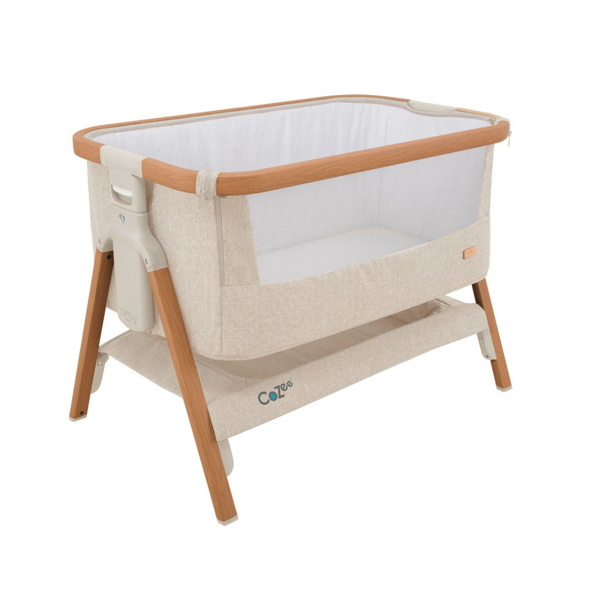 Tutti Bambini CoZee Bedside Crib - Scandinavian Walnut and Ecru