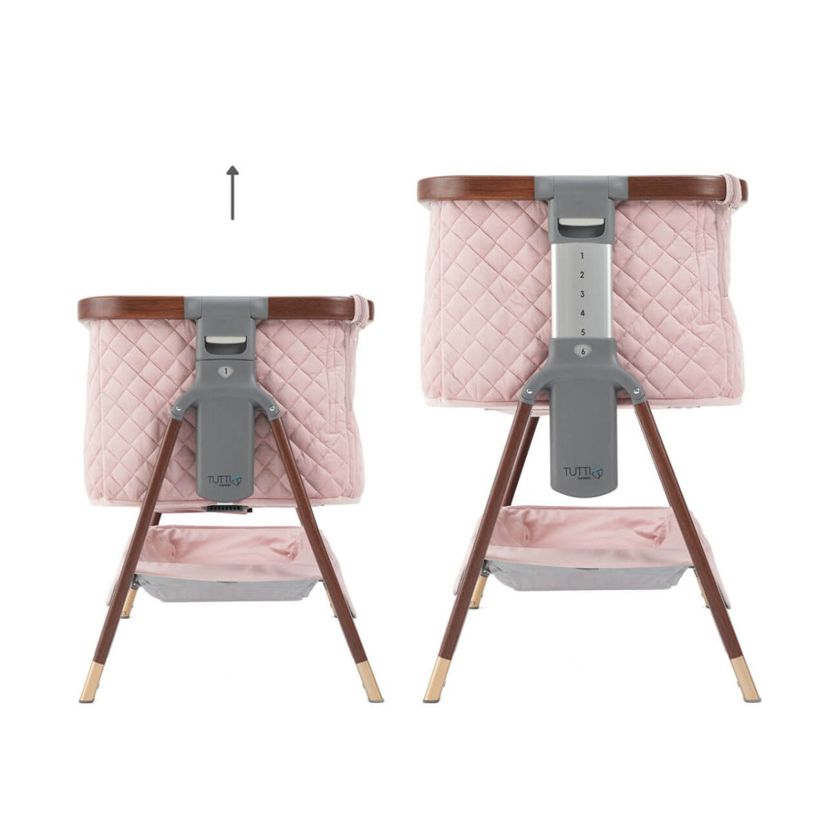 Tutti Bambini CoZee Luxe Bedside Crib - Walnut/Blush