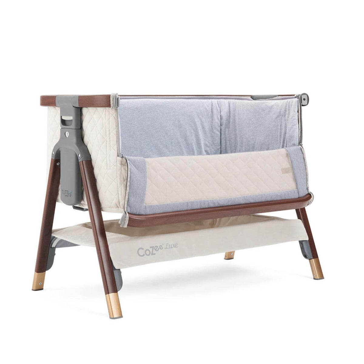 Tutti Bambini CoZee Luxe Bedside Crib - Walnut/Cream