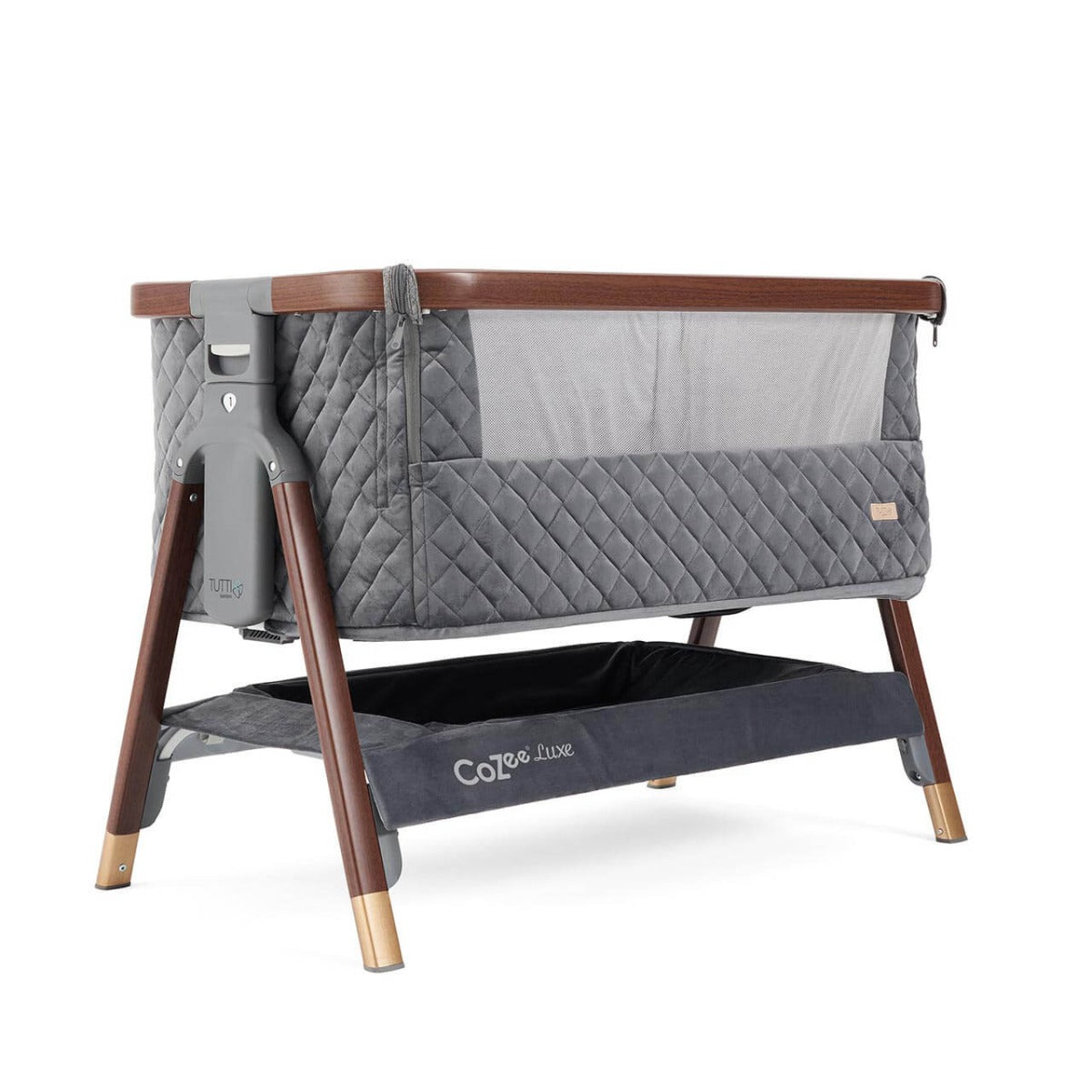 Tutti Bambini CoZee Luxe Bedside Crib - Walnut/Slate