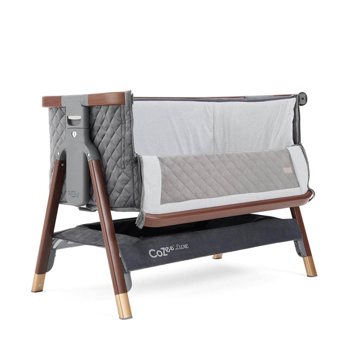 Tutti Bambini CoZee Luxe Bedside Crib - Walnut/Slate