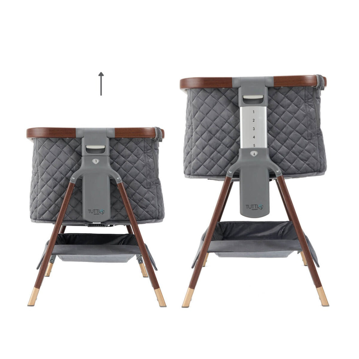 Tutti Bambini CoZee Luxe Bedside Crib - Walnut/Slate