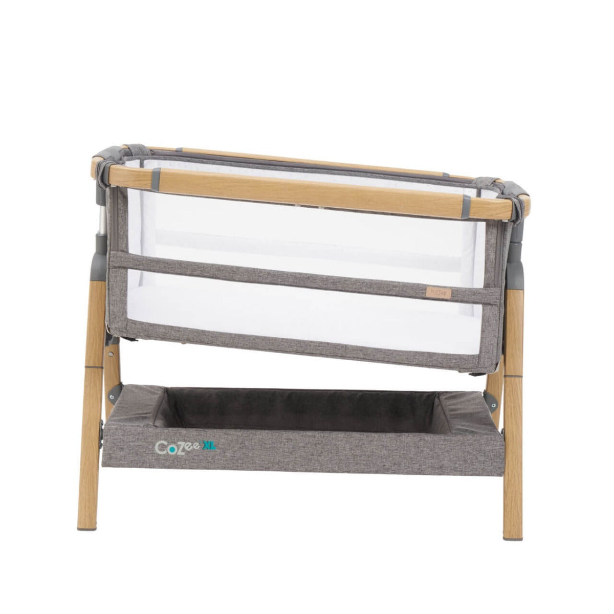 Tutti Bambini CoZee XL Bedside Crib and Cot - Oak/Charcoal