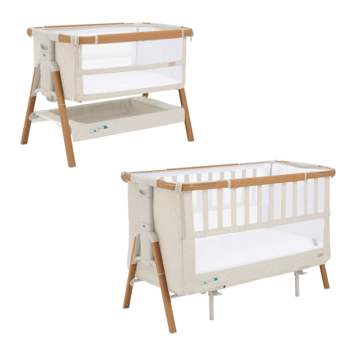 Tutti Bambini CoZee XL Bedside Crib and Cot - Scandinavian Walnut/Ecru