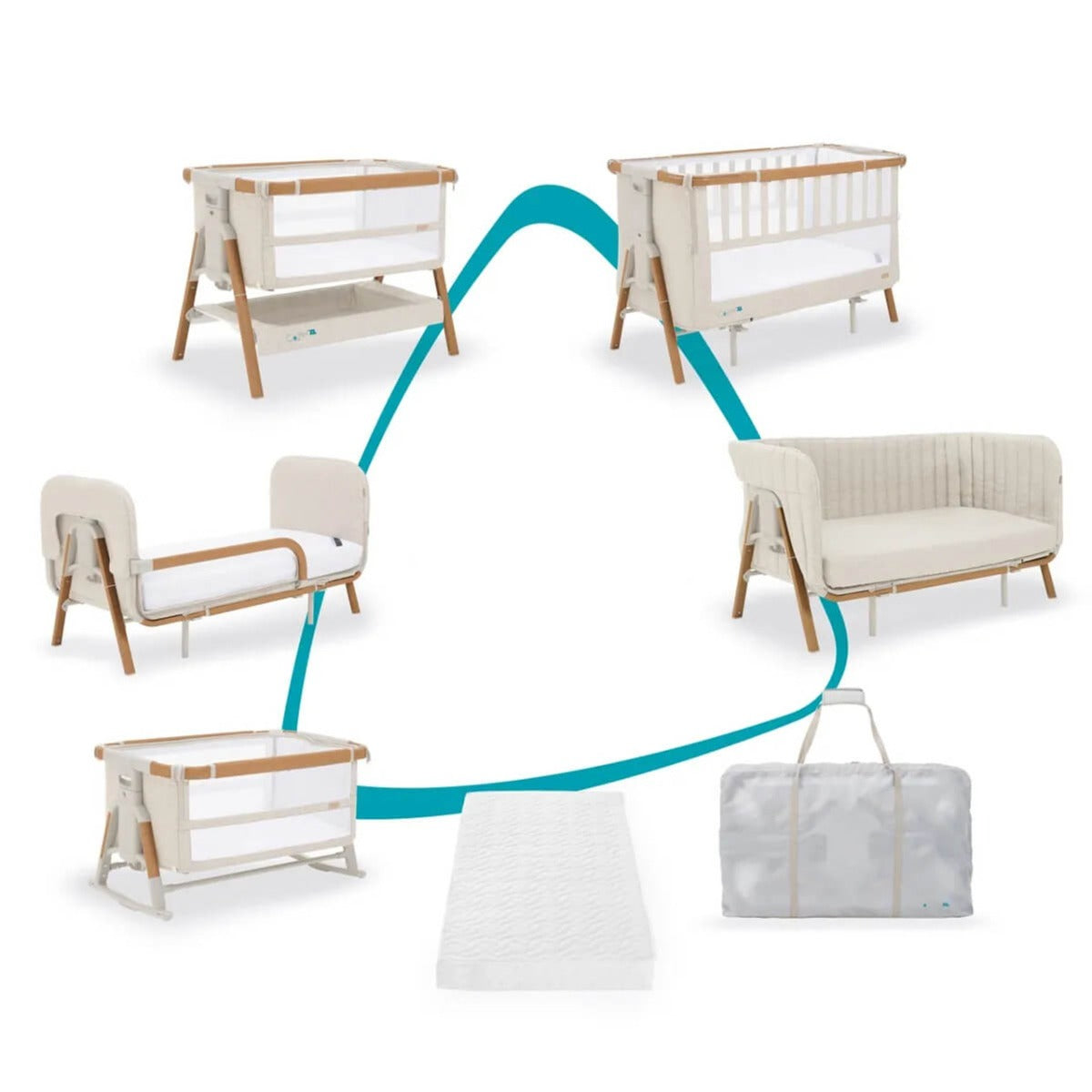 Tutti Bambini CoZee XL Complete Birth to 4+ Years Package - Scandinavian Walnut/Ecru