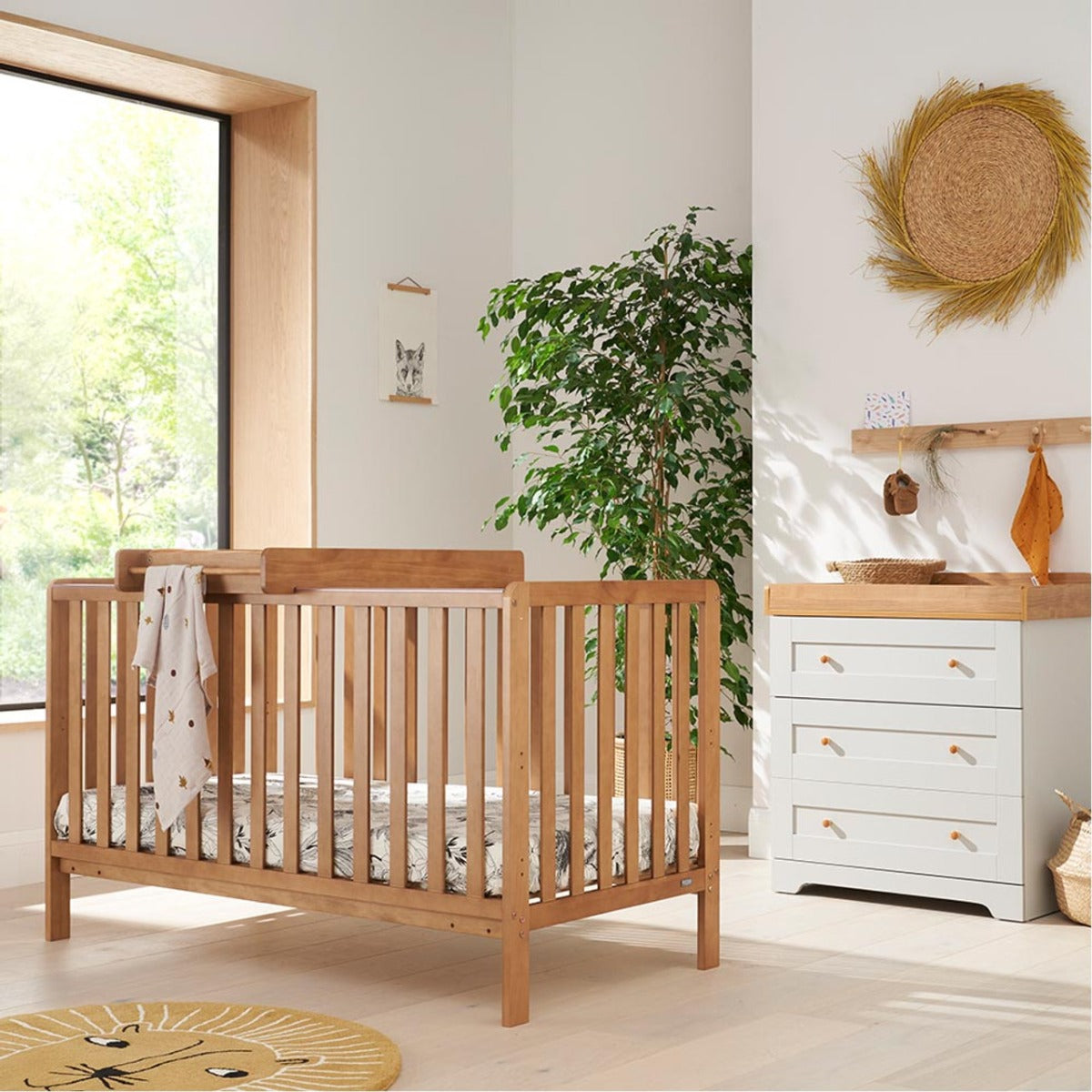 Tutti Bambini Malmo Cot Bed & Rio Furniture 3pc Set - Dove Grey/Oak