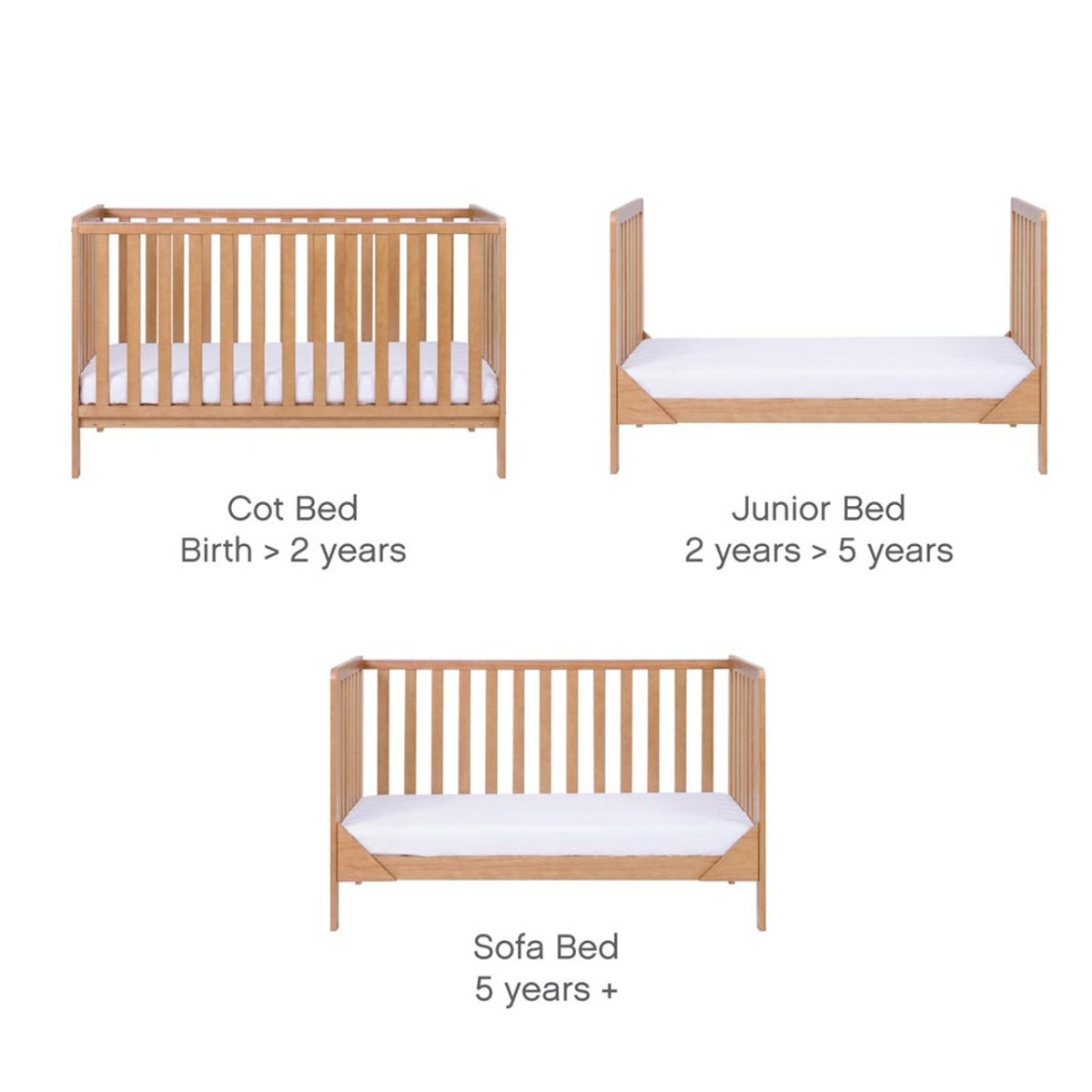 Tutti Bambini Malmo Cot Bed & Rio Furniture 3pc Set - Dove Grey/Oak