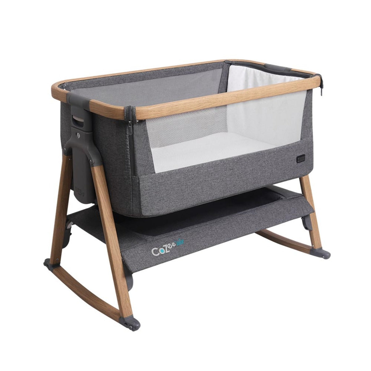 Tutti Bambini CoZee Air Bedside Crib - Oak and Charcoal
