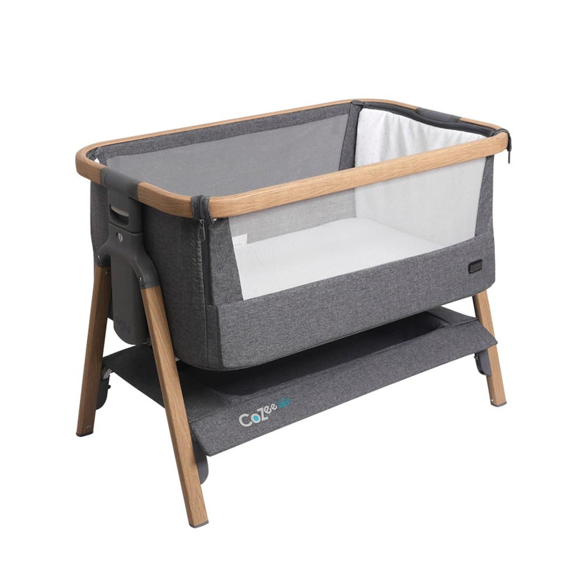 Tutti Bambini CoZee Air Bedside Crib - Oak and Charcoal