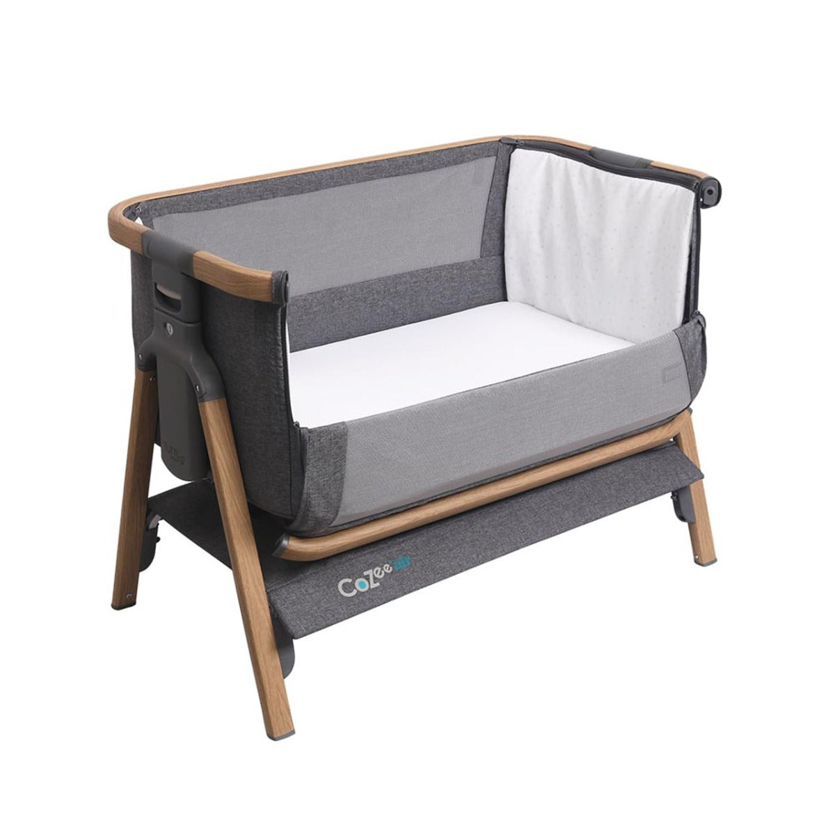 Tutti Bambini CoZee Air Bedside Crib - Oak and Charcoal
