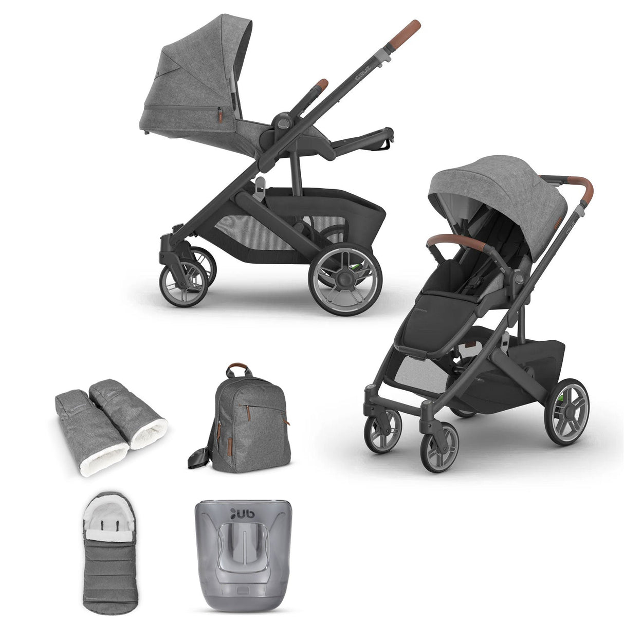 UPPAbaby Cruz V3 Pushchair & Accessory Bundle - Greyson