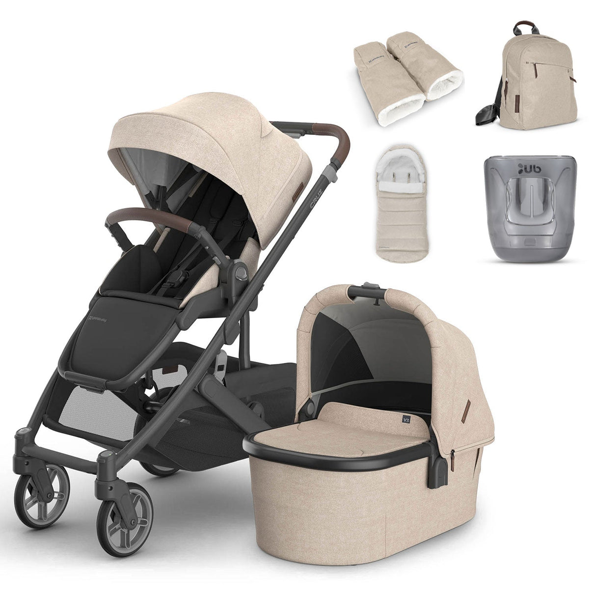 UPPAbaby Cruz V3 Pushchair, Carrycot & Accessory Bundle - Liam